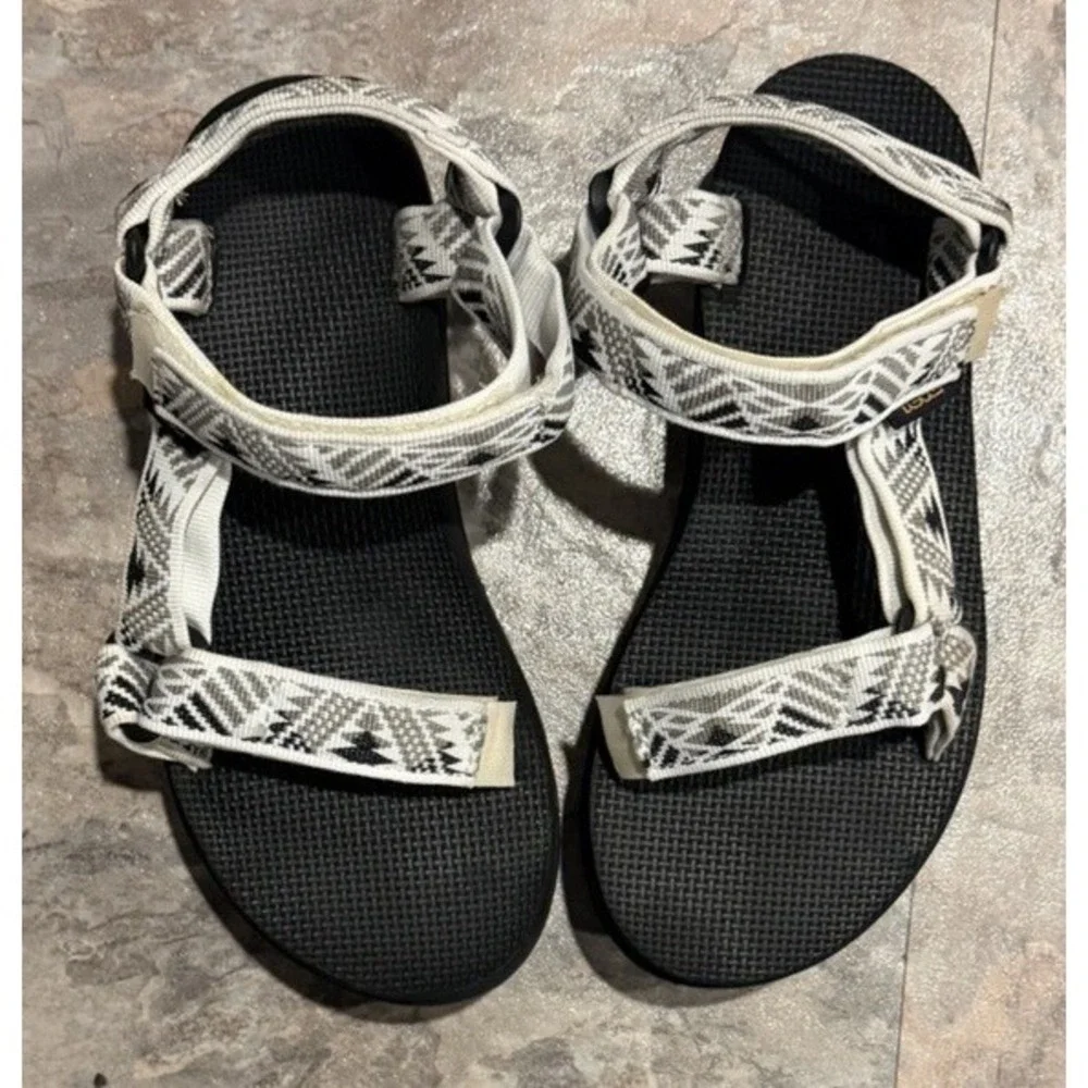 Teva Women's Black and White Geometric Strap Sandals